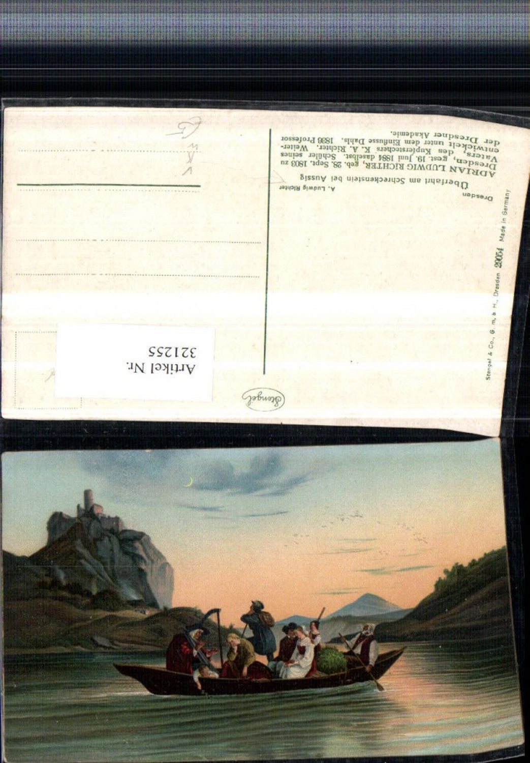 321255,Stengel Co 29054 Künstler Adrian Ludwig Richter Überfahrt am Schreckenstein b. Aussig