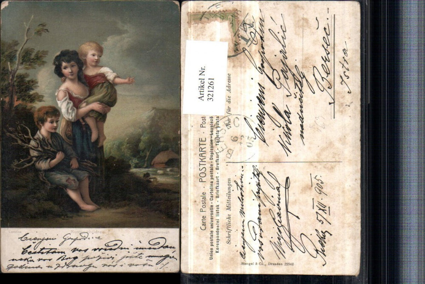 321261,Stengel Co 29948 Künstler Gainsborough Rustic children Kinder Holzzweige
