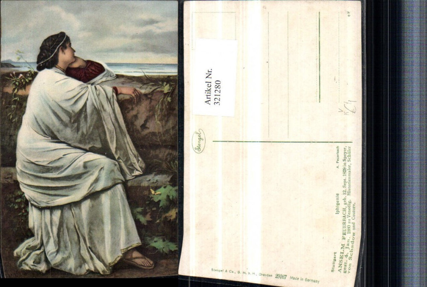 321280,Stengel Co 29167 Künstler Anselm Feuerbach Iphigenie Frau Toga