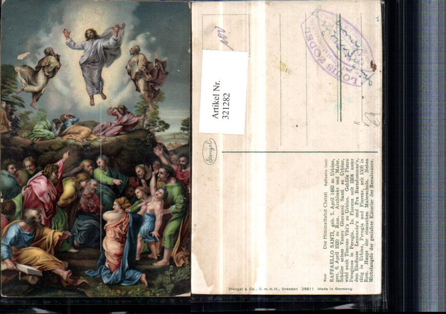 321282,Stengel Co 29811 Künstler Raffaello Santi die Himmelfahrt Christi Religion