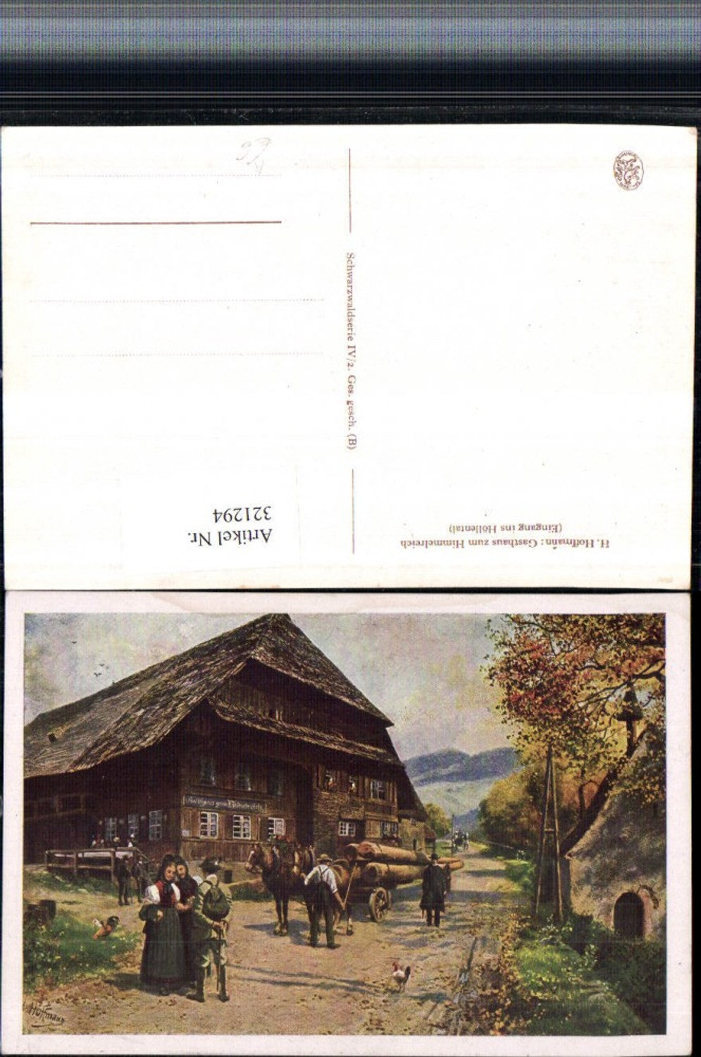 321294,Künstler AK Heinrich Hoffmann Gasthaus zum Himmelreich Pferdegespann