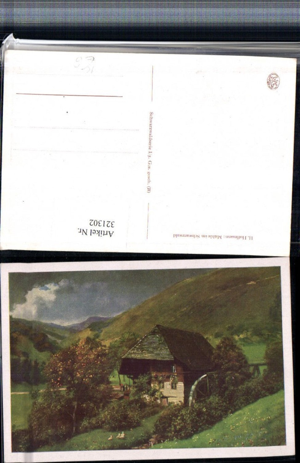 321302,Künstler AK Heinrich Hoffmann Mühle im Schwarzwald Wassermühle