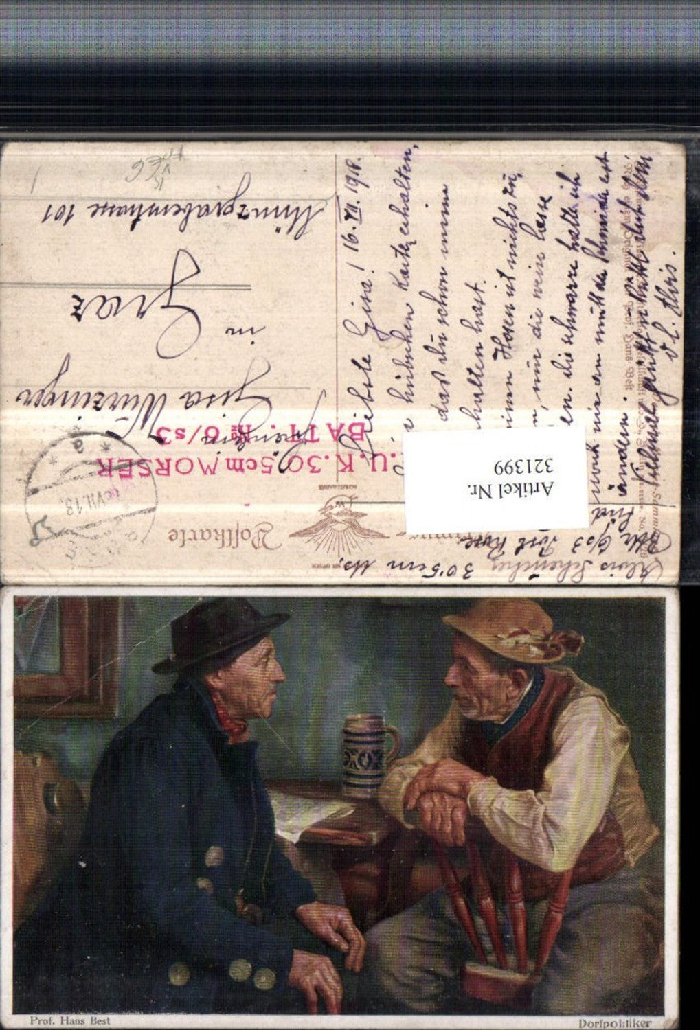 321399, Primus AK 3126 Artist Hans Best Village Politician Field Post KuK 30 5cm Morser Battery 6/s3