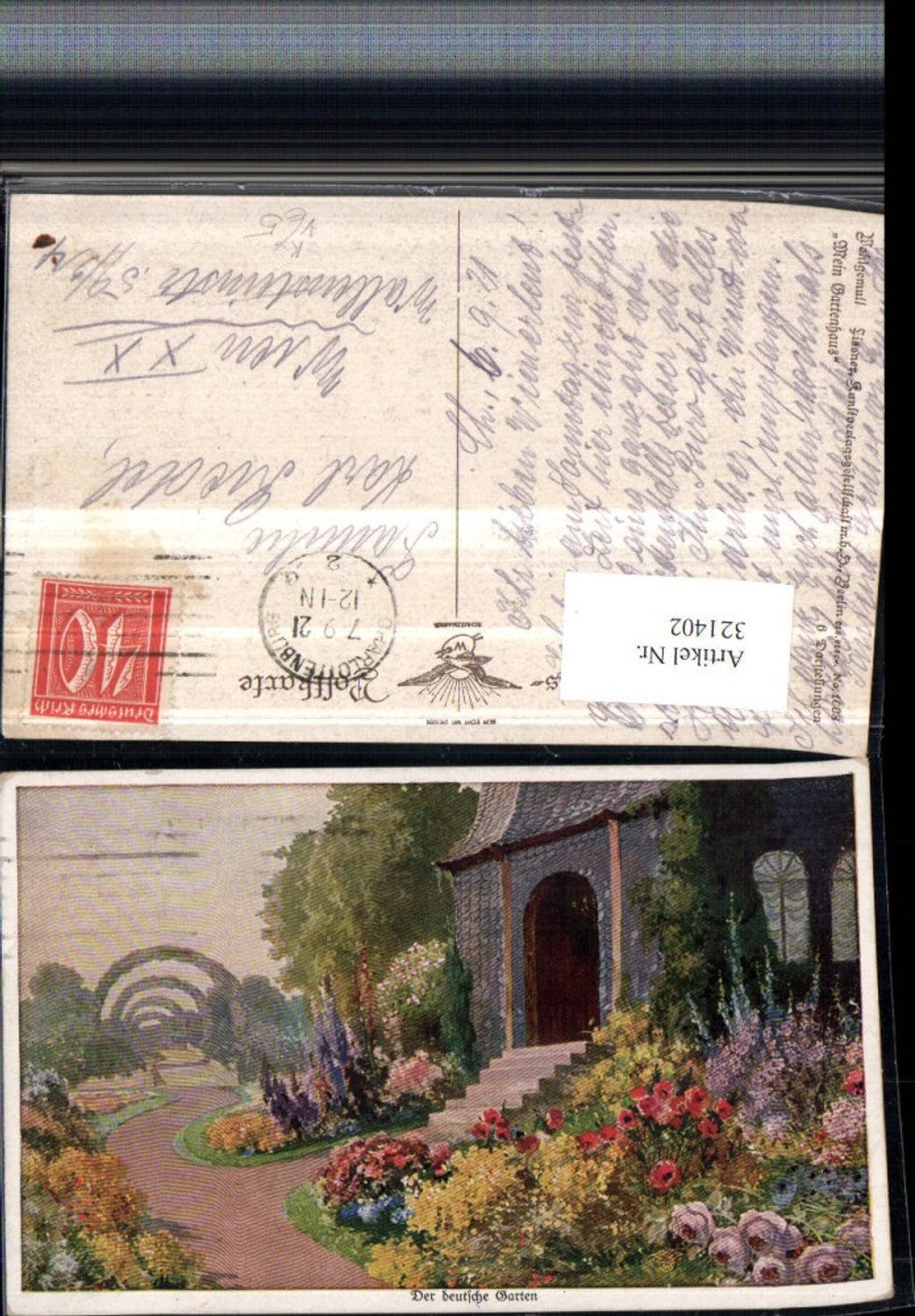 321402,Primus AK 1008 Künstlerkarte Mein Gartenhaus Garten Blumen