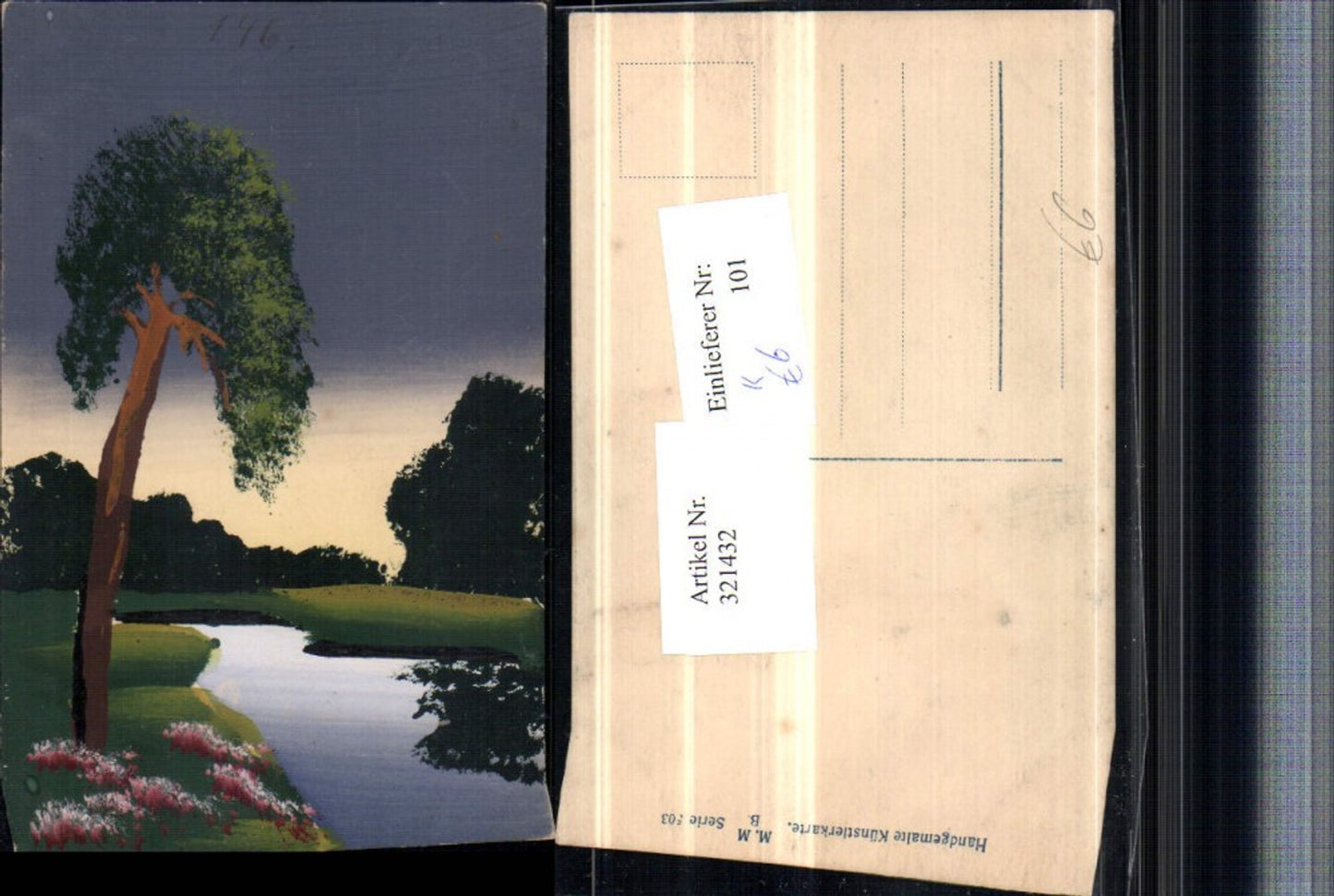 321432, Artist AK Hand-painted Landscape Trees Stream