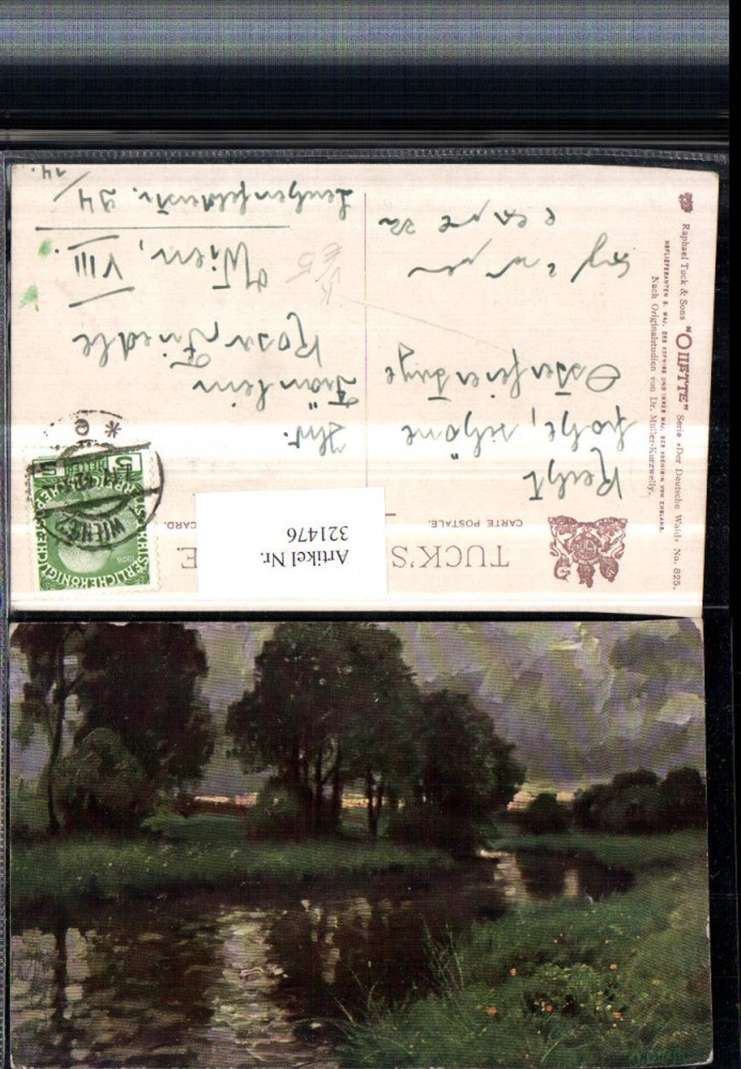 321476,Raphael Tuck & Sons 825 Künstler Dr. Müller-Kurzwelly Landschaft Bach