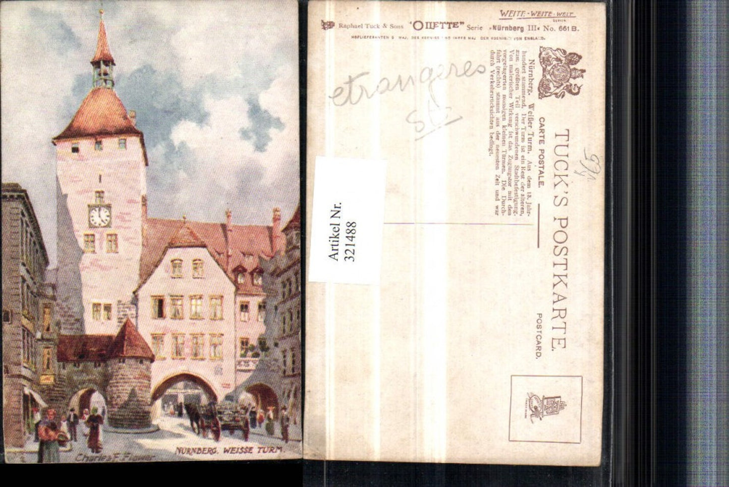 321488,Raphael Tuck & Sons 661B Künstler Charles F. Flower Nürnberg Weißer Turm