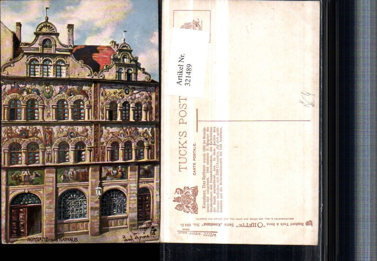 321489,Raphael Tuck & Sons 684B Künstler Paul Thoma Konstanz Rathaus