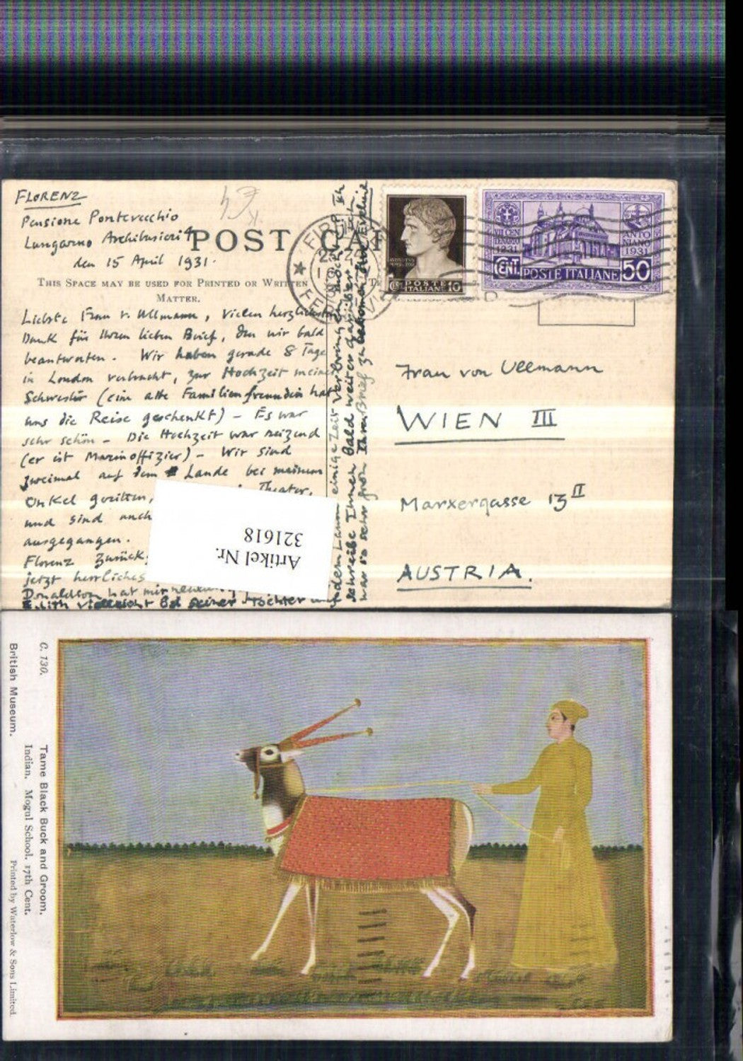 321618,Künstler AK Waterlow & Sons Indian Tame Black Buck and Groom Frau Hirschziegenantilope