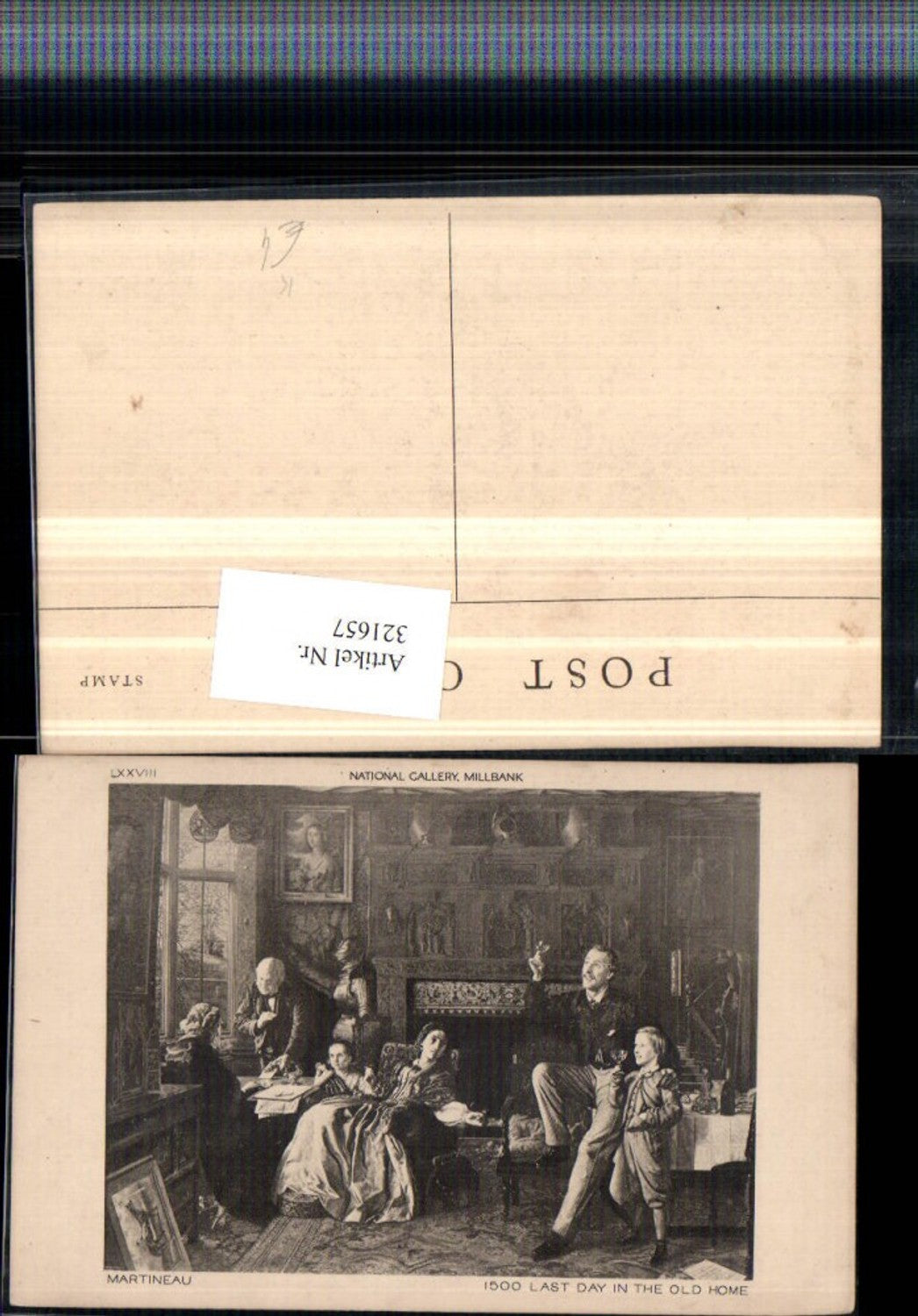 321657,Künstler AK Martineau Last day in the old home Familie Zimmer