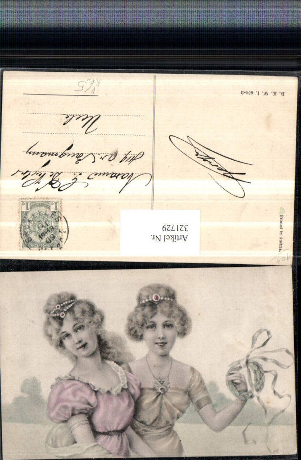 321729,Künstler AK Frauen m. Kleider Kette Haarschmuck pub B.K.W.I. 434/3