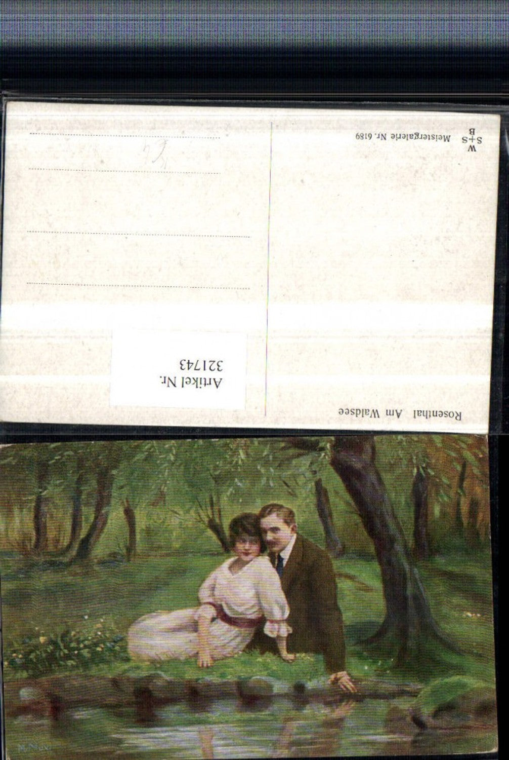 321743,Künstler AK Rosenthal am Waldsee Liebespaar Liebe Wiese