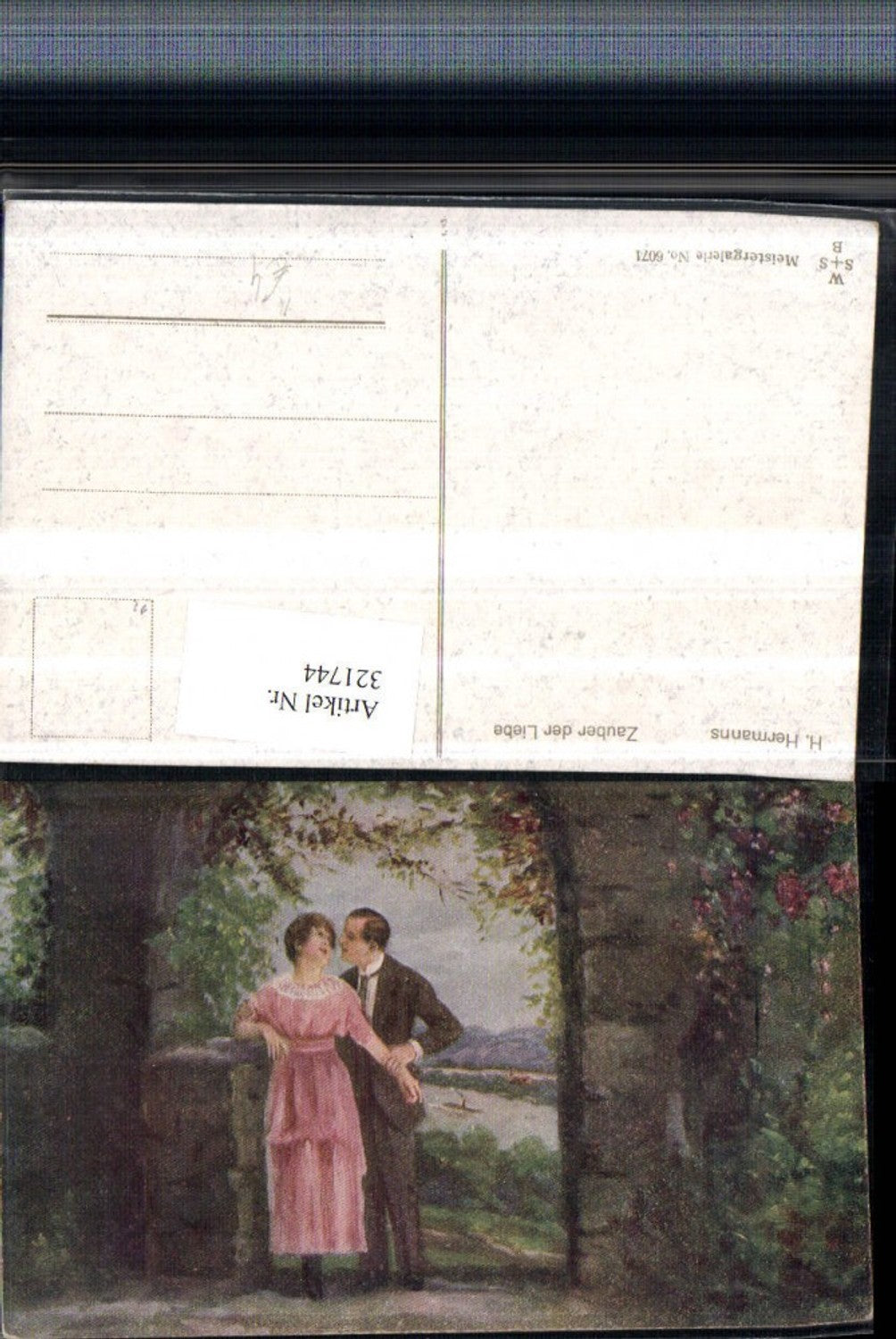 321744,Künstler AK H. Hermanns Zauber der Liebe Liebespaar Steinbogen