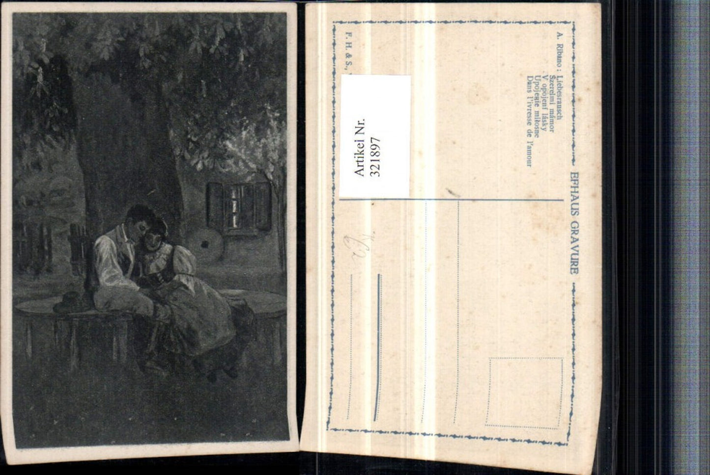 321897,Künstler AK A. Ribano Liebesrausch Liebespaar Tracht