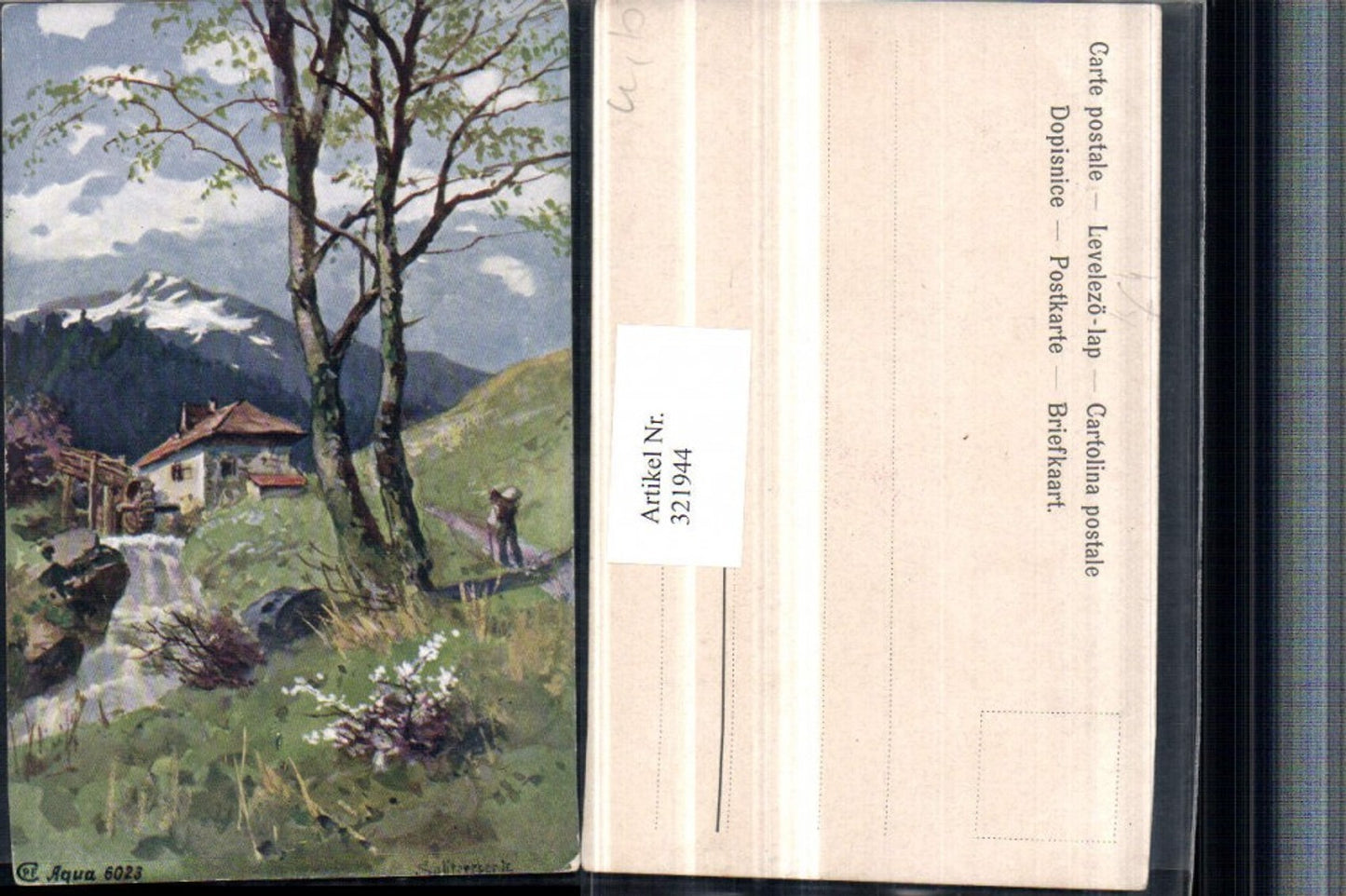 321944,Künstler AK Splitgerber jr. Landschaft Wassermühle Bergkulisse