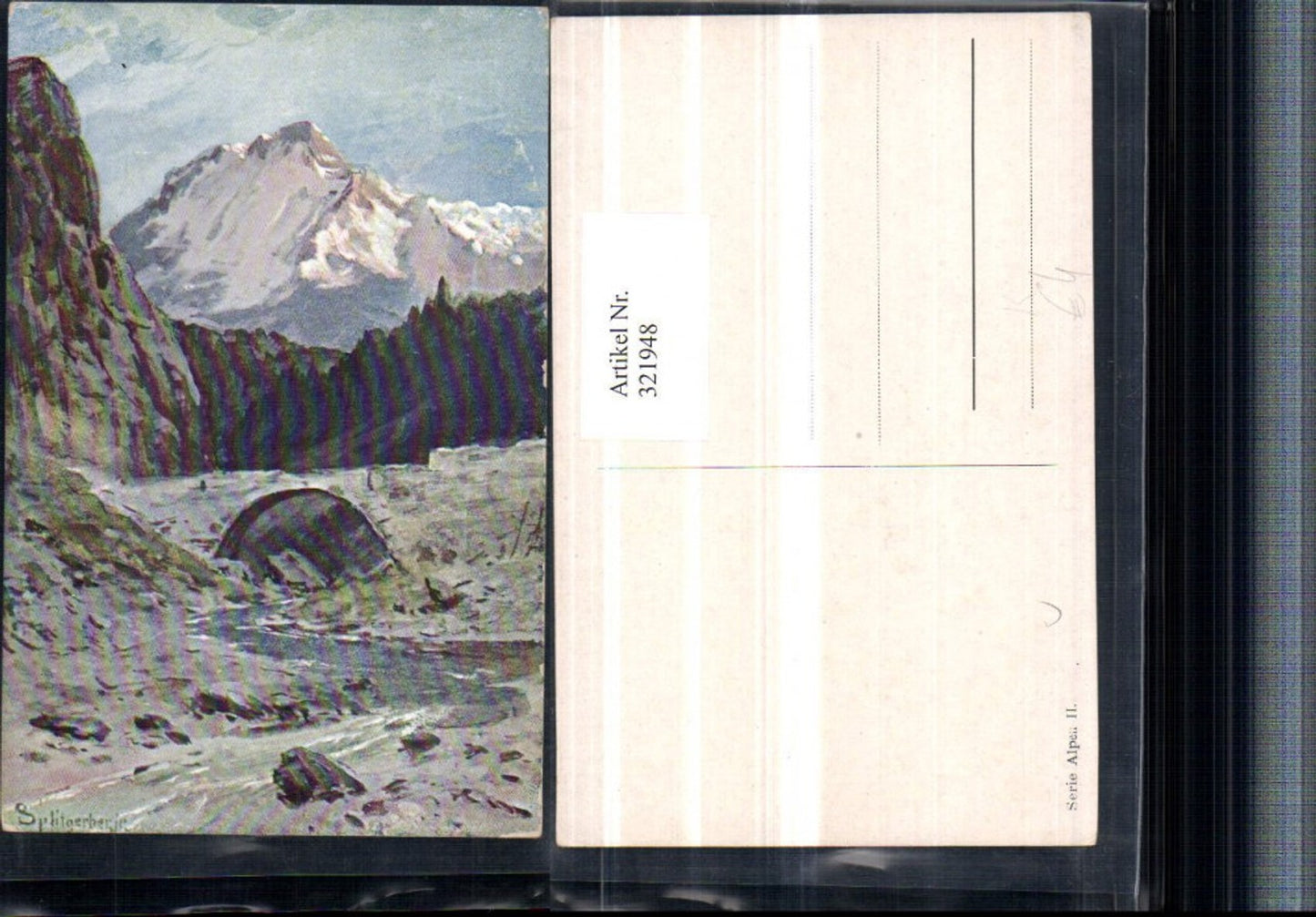 321948,Künstler AK Splitgerber jr. Landschaft Bach Brücke Bergkulisse