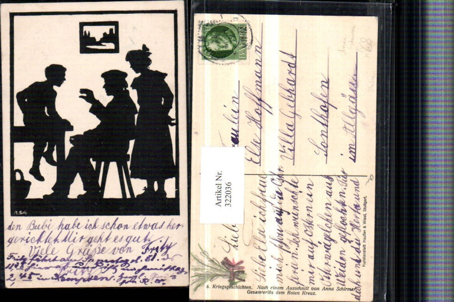 322036,Künstler AK Anna Schirmer Silhouette Scherenschnitt Frau Mann Matrose Kind Tisch