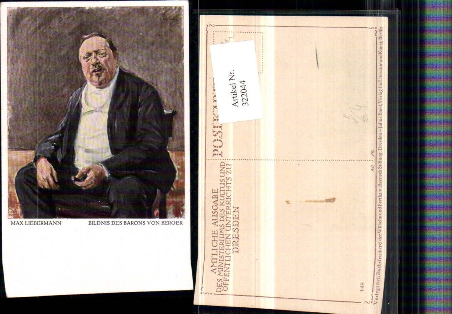 322044,Künstler AK Max Liebermann Bildnis des Barons von Berger Portrait