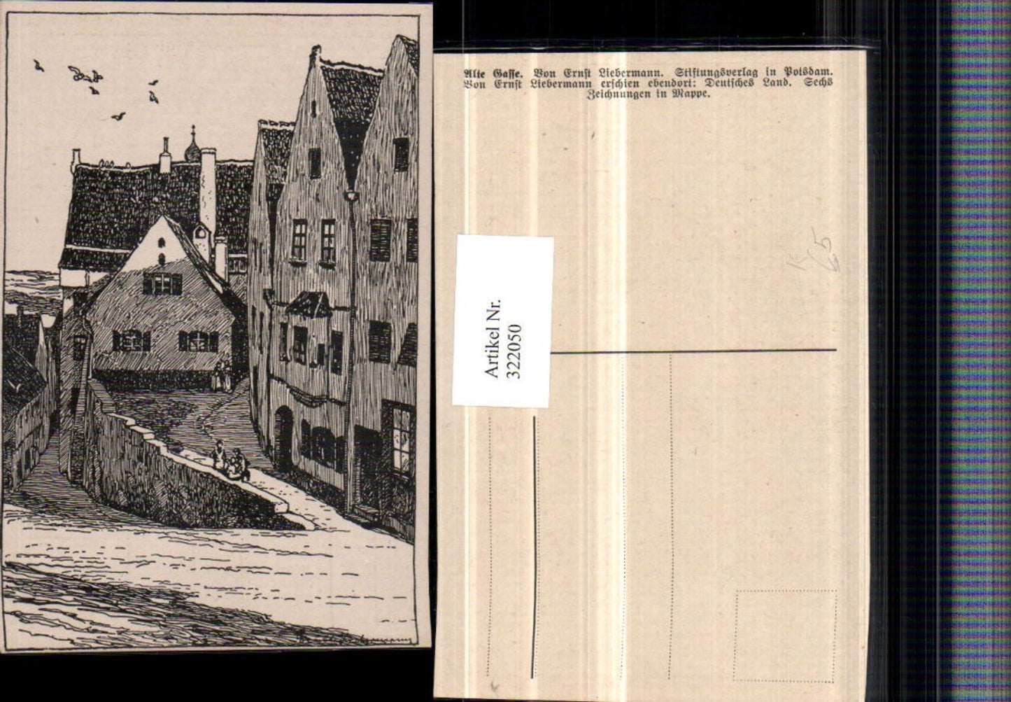 322050,Künstler AK Ernst Liebermann Alte Gasse Häuser