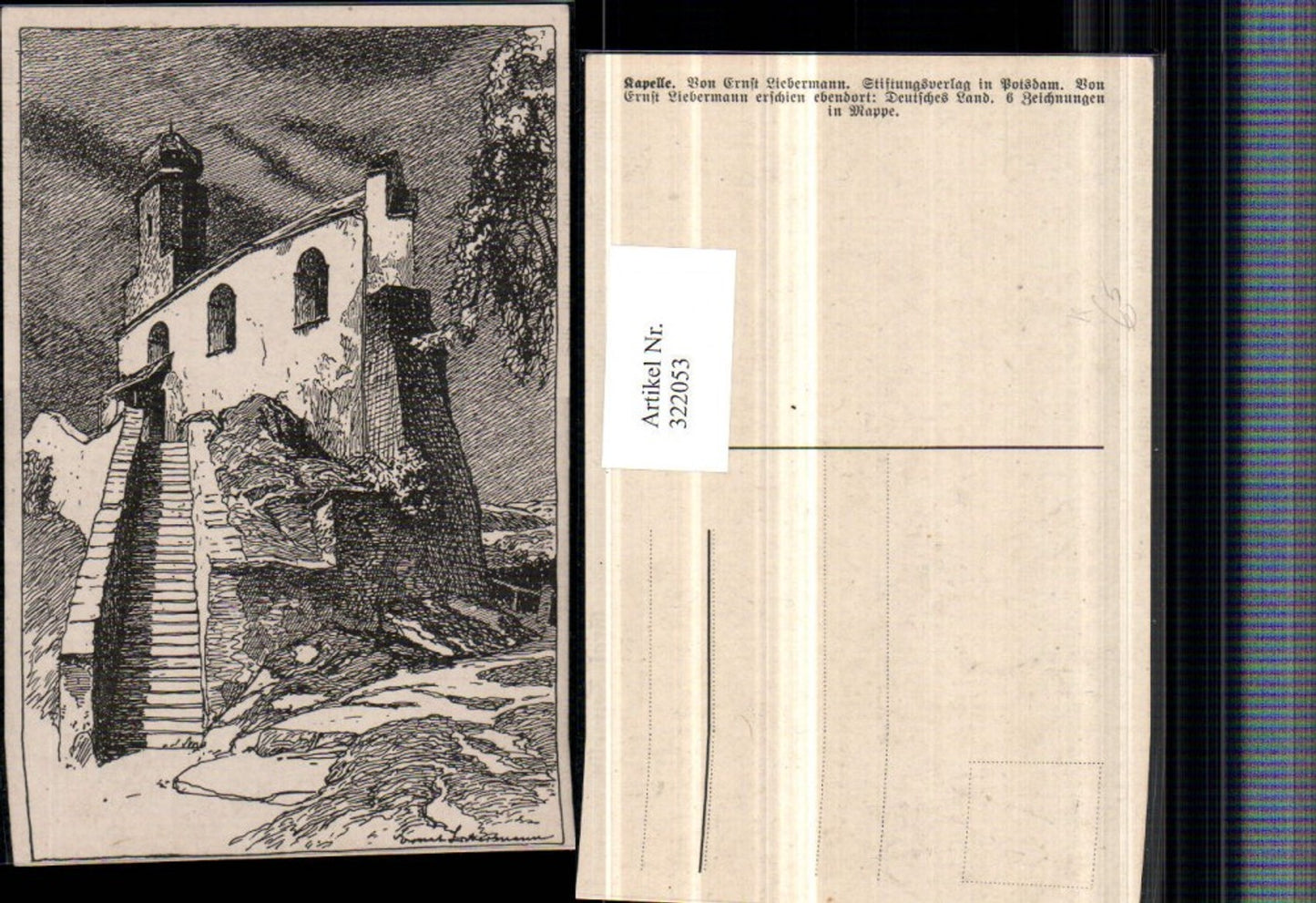 322053,Künstler AK Ernst Liebermann Kapelle Kirche