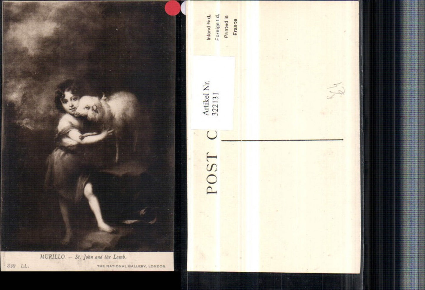 322131,Künstler AK Murillo St. John and the Lamb Kind m. Lamm Schaf