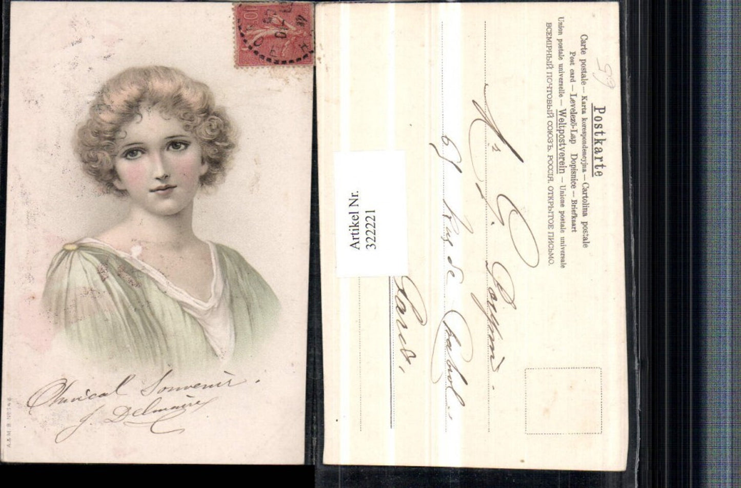 322221,Künstler AK Frau Portrait
