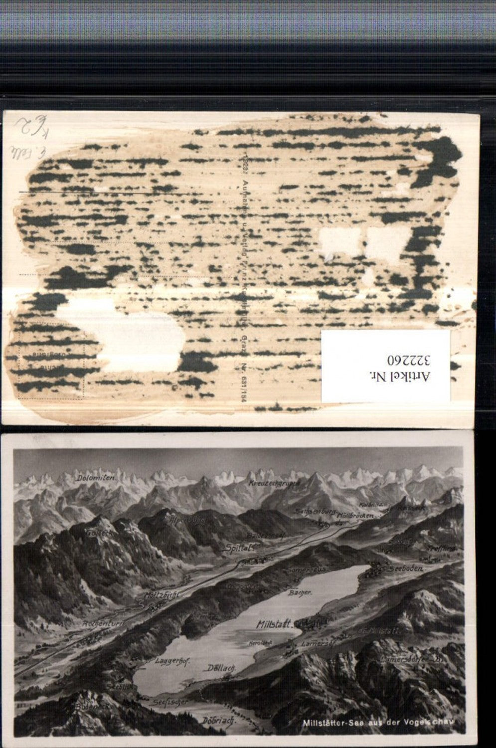 322260,Künstler AK Eugen Felle Millstättersee aus d. Vogelschau Dellach Spittal Seeboden