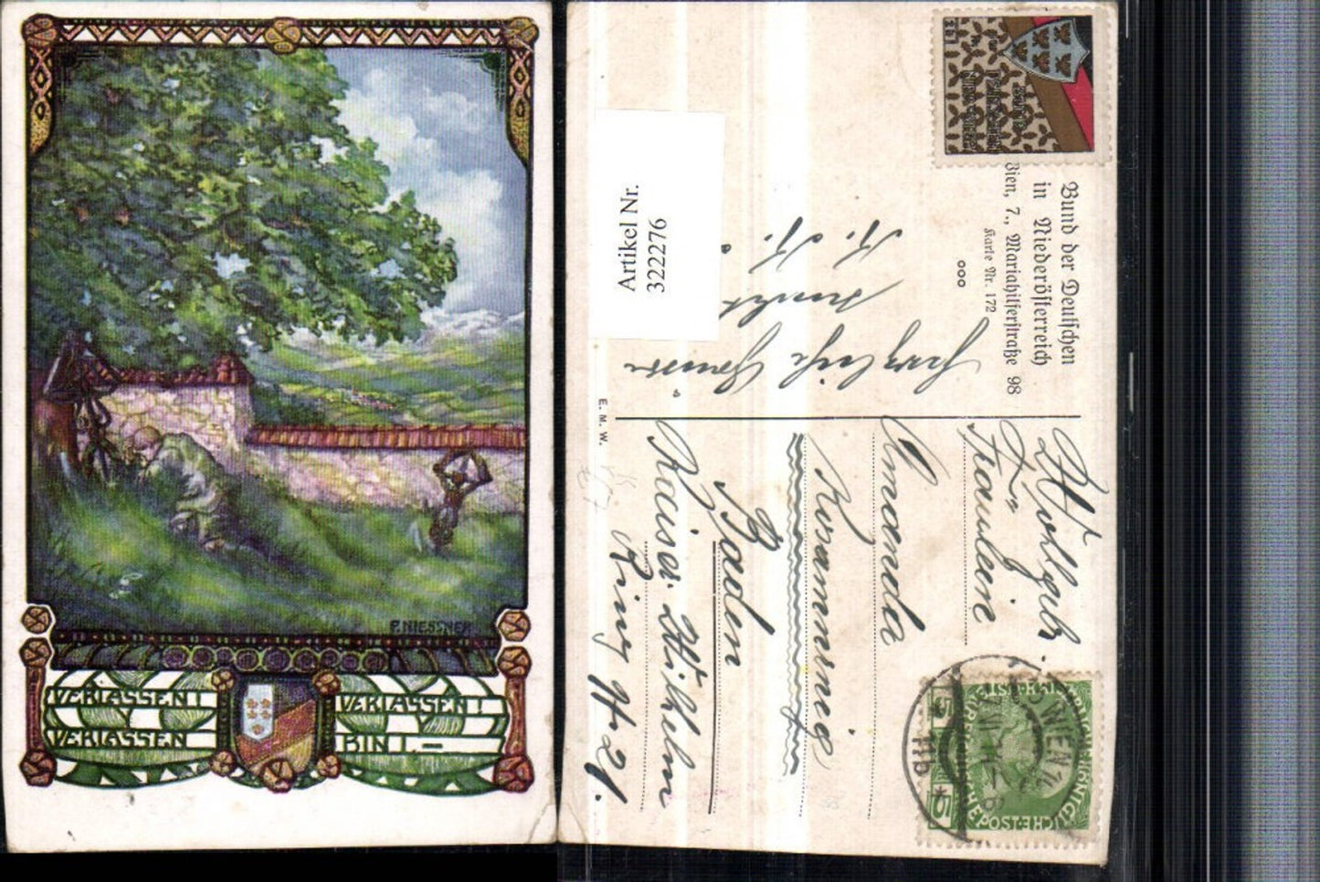 322276,Bund d. Deutschen i. Niederösterreich 172 Künstler P. Niessner Friedhof Mann Steinmauer