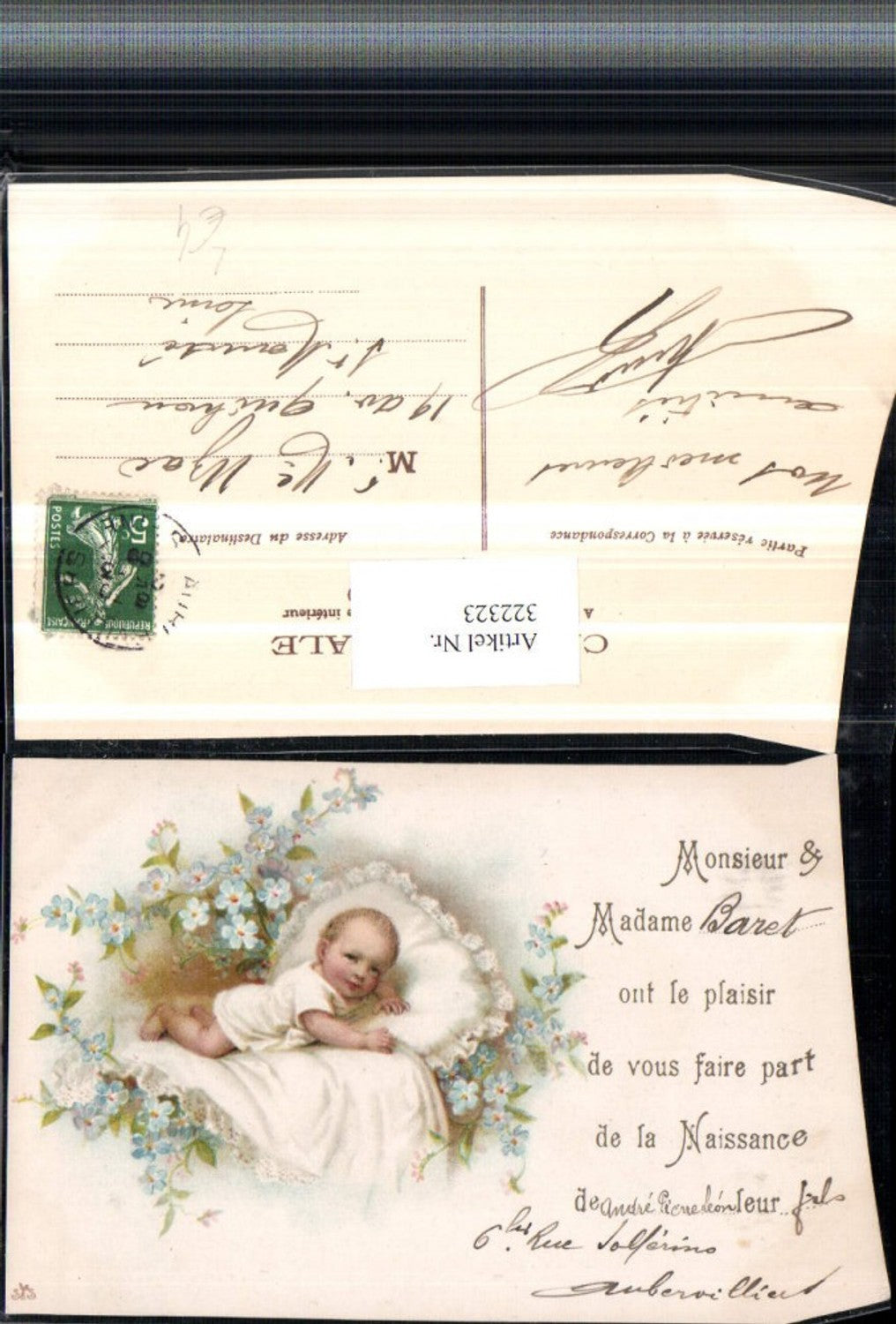322323,Künstler Litho Kind Baby Bett Kissen Blumen Vergissmeinnicht