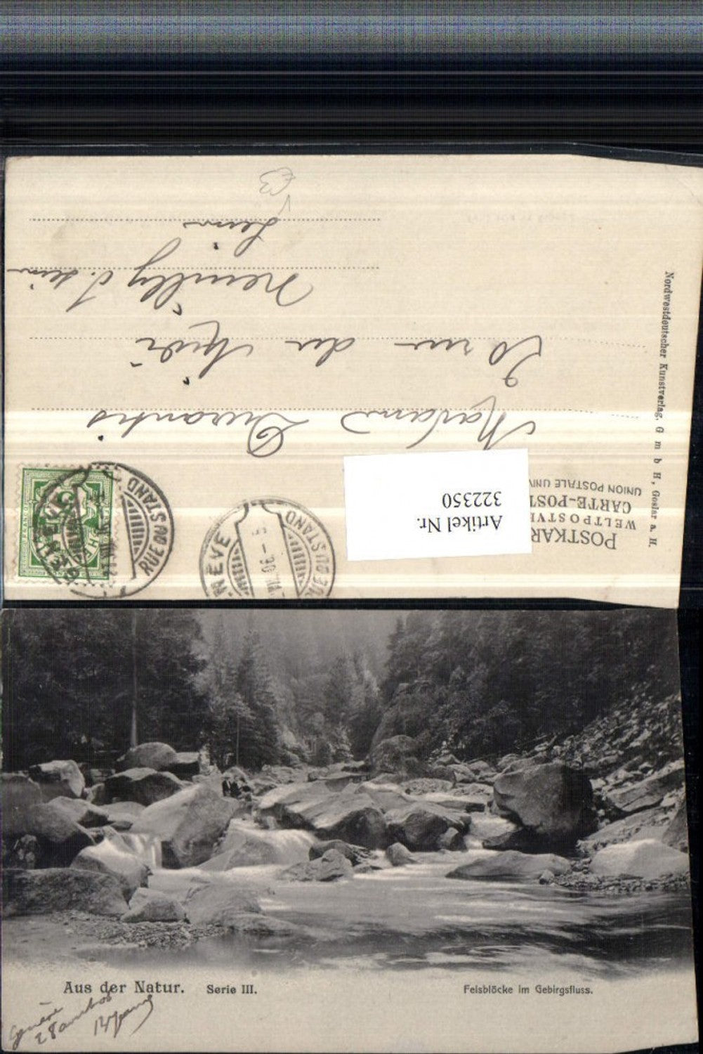 322350,Künstler AK Aus d. Natur Felsblöcke im Gebirgsfluss pub Nordwestdeutscher Kunstverlag Goslar
