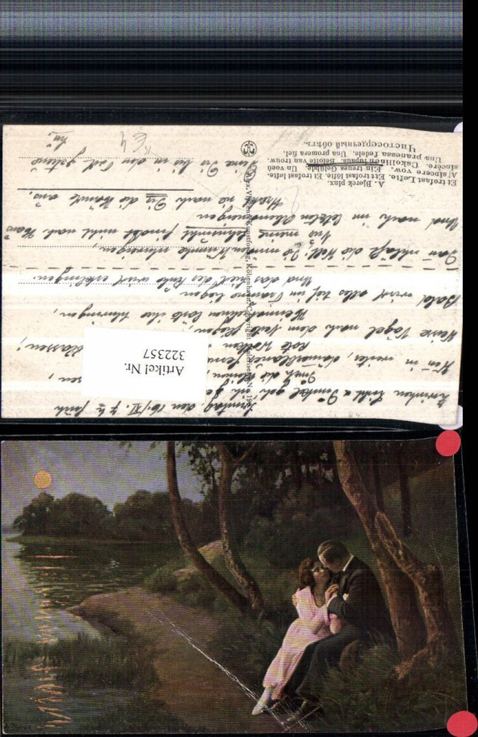 322357,Künstler AK A. Bjorck Ein treues Gelübde Liebe Paar Ufer See
