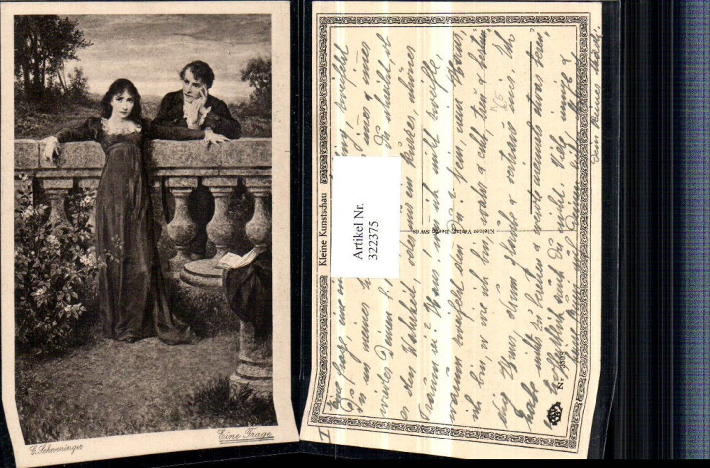 322375,Künstler AK C. Schweninger Eine Frage Liebe Paar Frau Kleid Buch