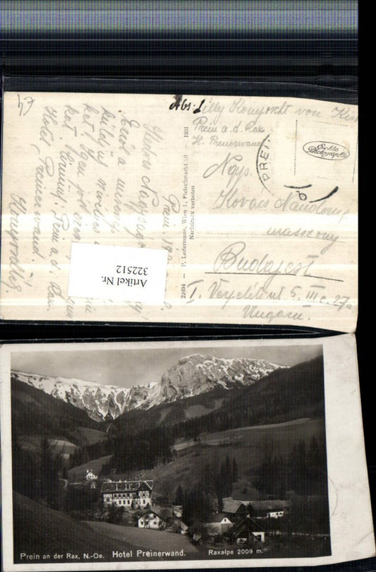 322512,Prein an d. Rax Hotel Preinerwand m. Raxalpe Bergkulisse