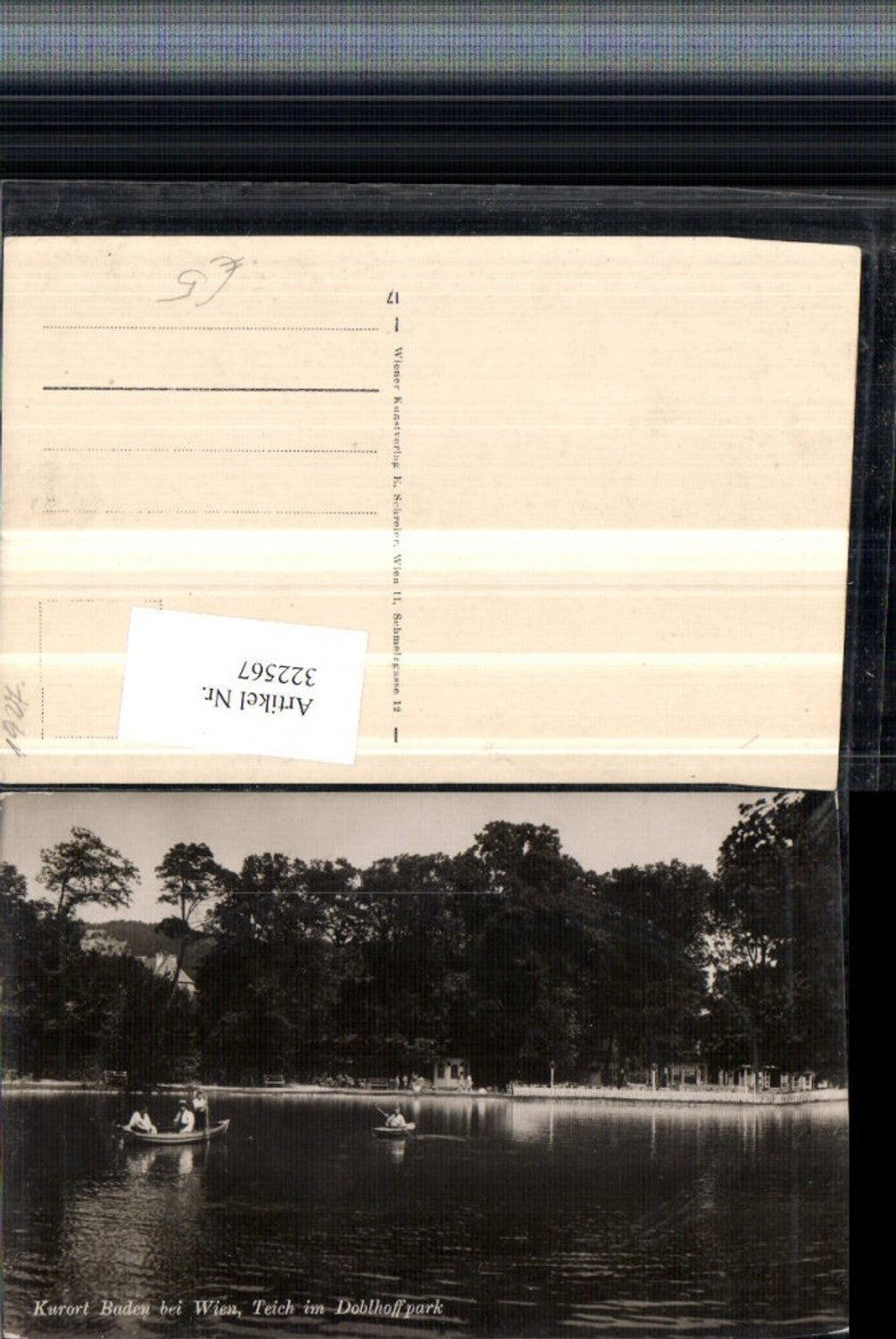 322567,Baden b. Wien Teich im Doblhoffpark Ruderboote Boote