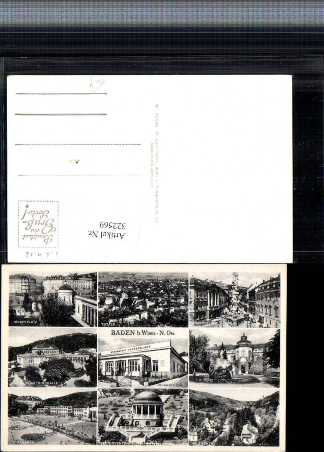 322569,Baden b. Wien Totale Hauptplatz Josefsplatz Kurhaus Beethoven-Tempel Mehrbildkarte