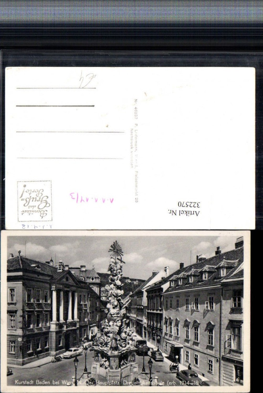 322570,Baden b. Wien Hauptplatz Dreifaltigkeitssäule Säule