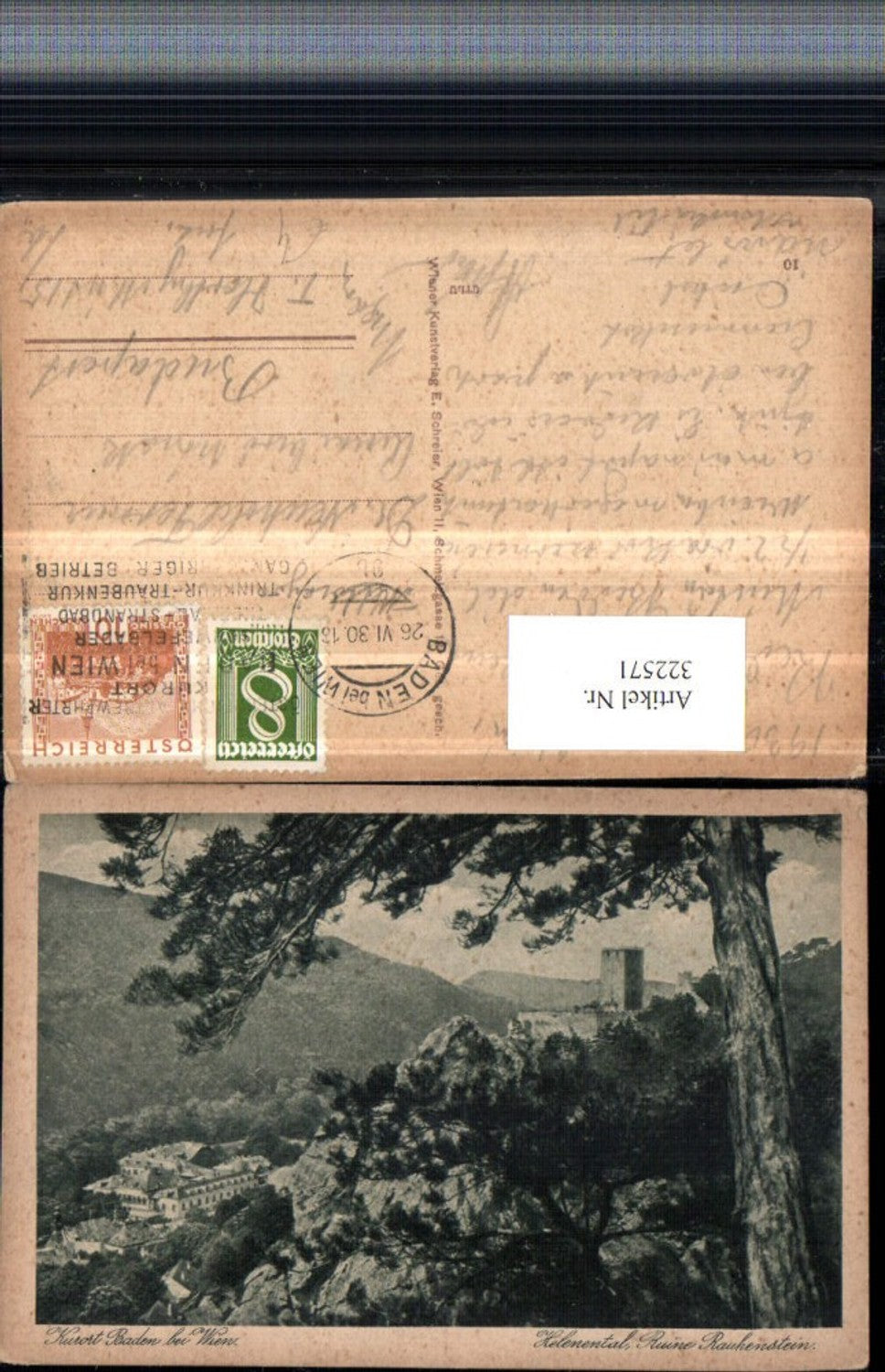 322571,Baden b. Wien Helenental Ruine Rauhenstein