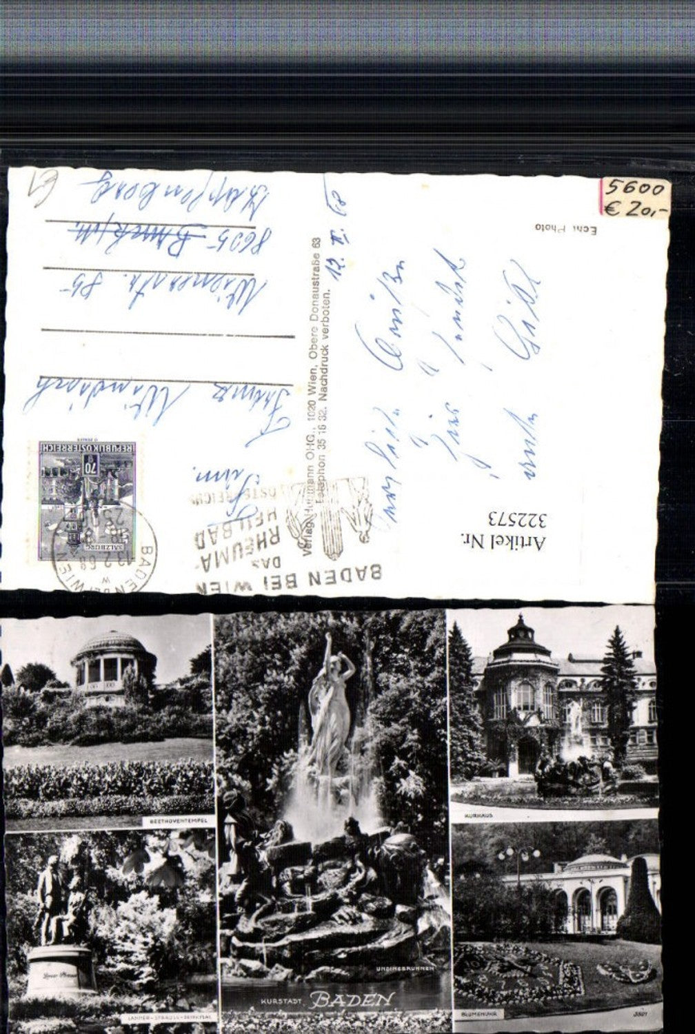 322573,Baden Kurhaus Blumenuhr Undine-Brunnen Tempel Denkmal Mehrbildkarte