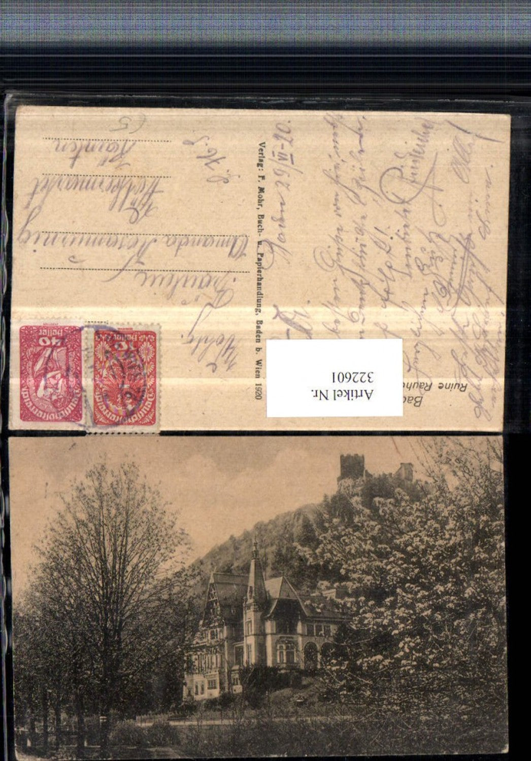 322601,Baden b. Wien Ruine Rauhenegg m. Eugen-Villa