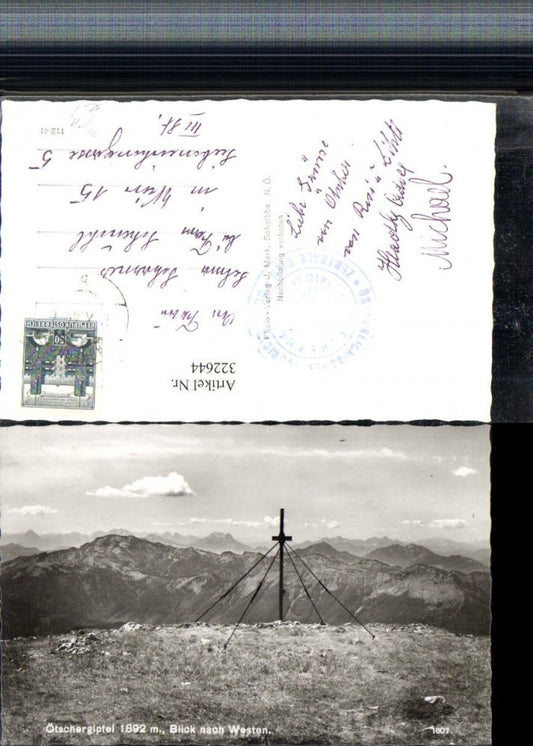 322644,Ötschergipfel b. Lackenhof Gaming Kreuz Blick nach Westen Bergkulisse