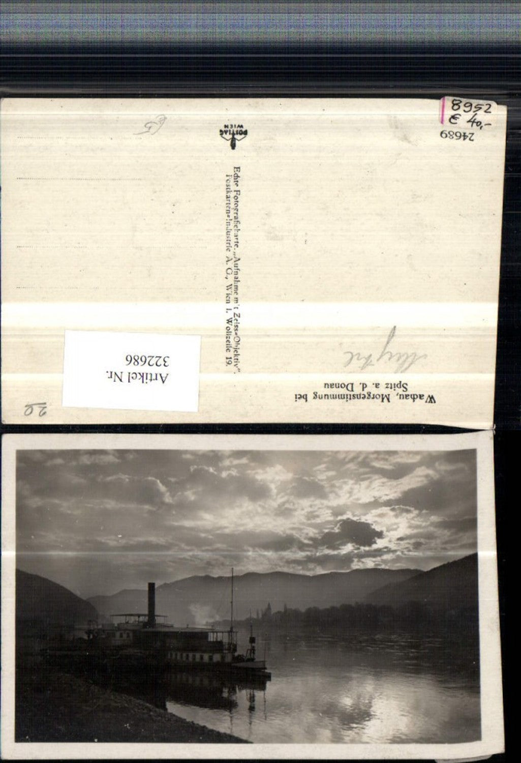 322686,Wachau Morgenstimmung b. Spitz an d. Donau Dampfer