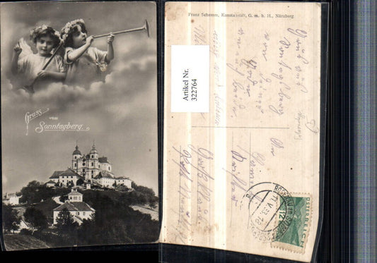 322764,Gruß vom Sonntagberg Kirche Fotomontage Engeln Tröten