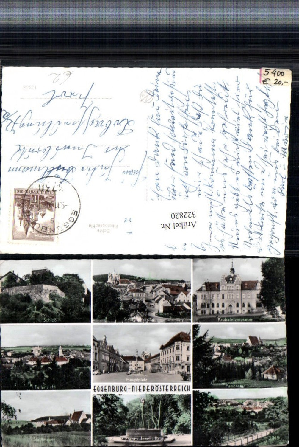 322820,Eggenburg Totale Hauptplatz Schloss Kruhaletzmuseum Stadtmauer Mehrbildkarte