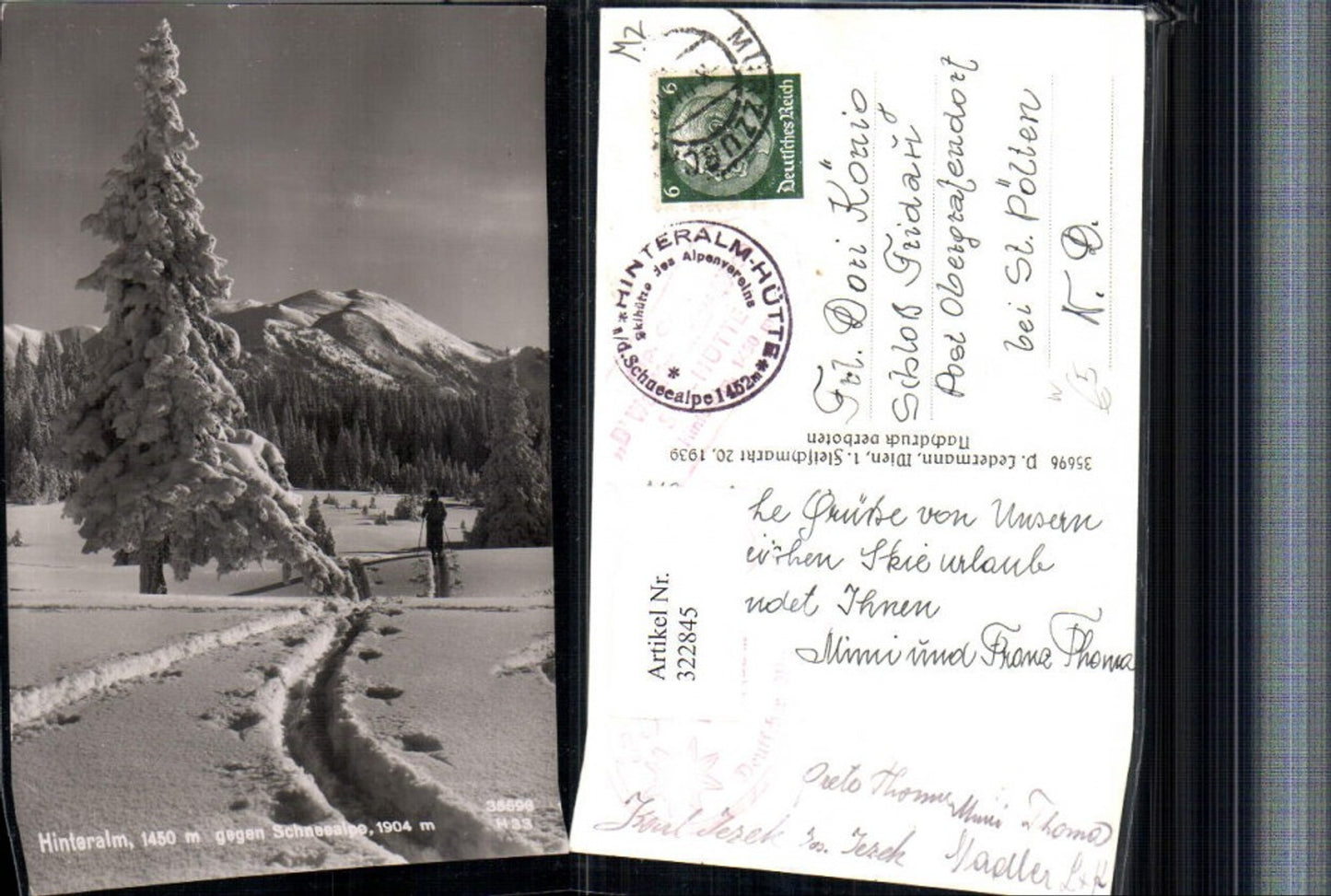 322845,Hinteralm b. Lilienfeld geg. Schneealpe Bergkulisse Winterbild