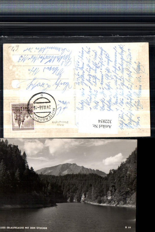 322854,Stausee Erlaufklause m. Ötscher b. Mitterbach Bergkulisse