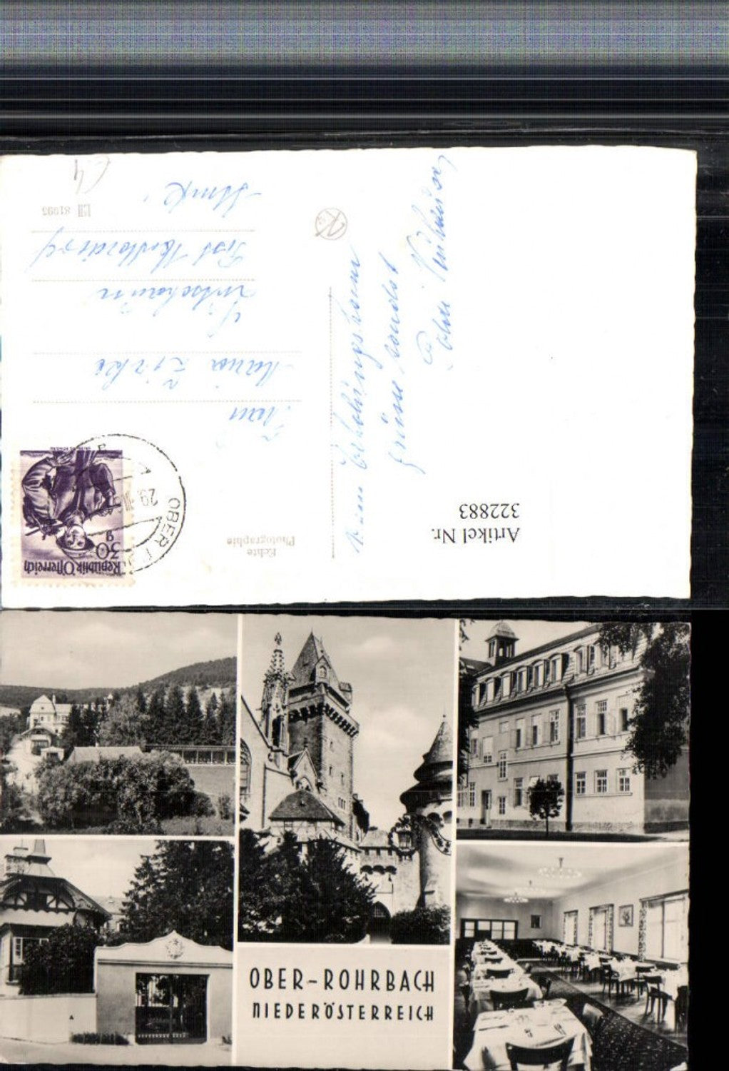 322883,Ober-Rohrbach Turm Erholungsheim Speisesaal Mehrbildkarte