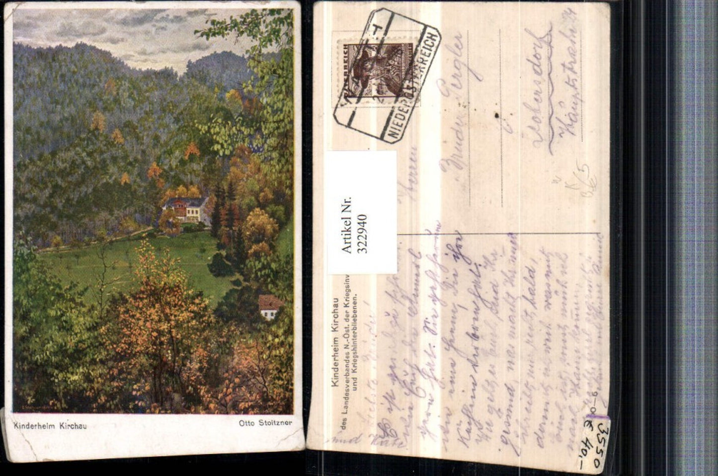 322940,Künstler AK Otto Stoitzner Kinderheim Kirchau b. Warth