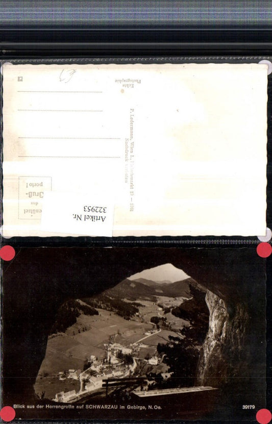 322953,Blick aus der Herrengrotte auf Schwarzau im Gebirge Totale