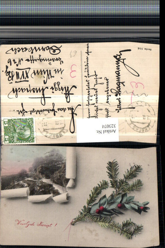 323074, Christmas, Roadside, Rocks, Passepartout, Torn Paper, Fir Branch