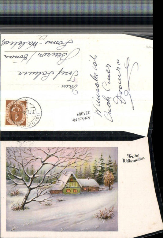 323085, Artist AK Christmas Winter Landscape House Forest